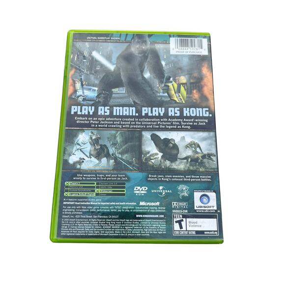 Peter Jackson's King Kong: The Official Game Of The Movie (XBOX, 2005) No Manual - Picture 3 of 5